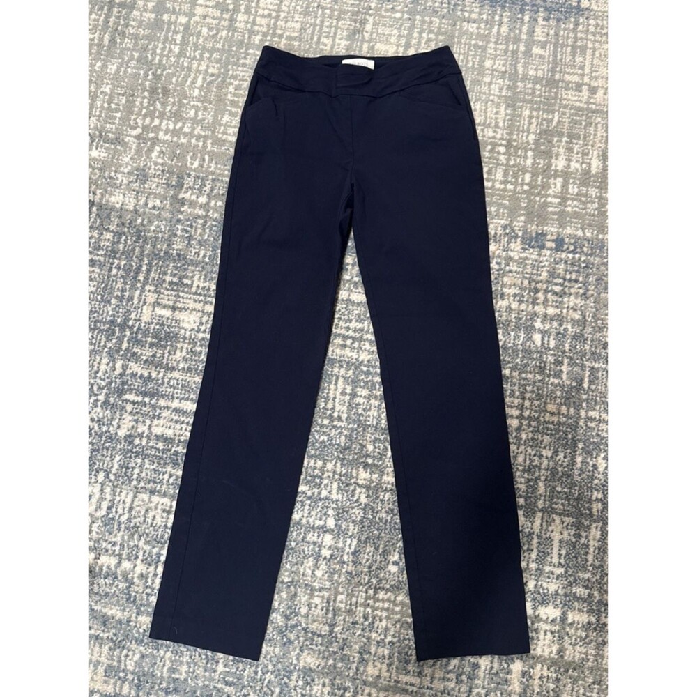 Talbots Navy Portland Slim Ankle Pants Size 4 Stretch Flat Waistband Minimalist